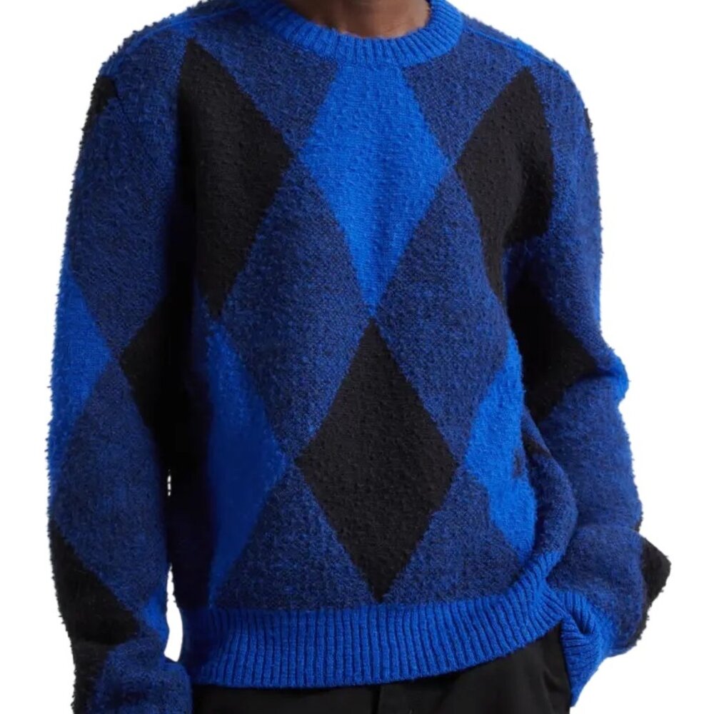 Burberry Equestrian Knight Argyle Wool Crewneck Sweater